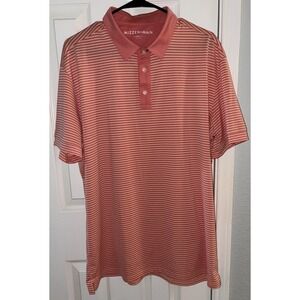Mizzen Main Polo Shirt Mens XL Versa Performance Coral Striped Golf Sport Preppy